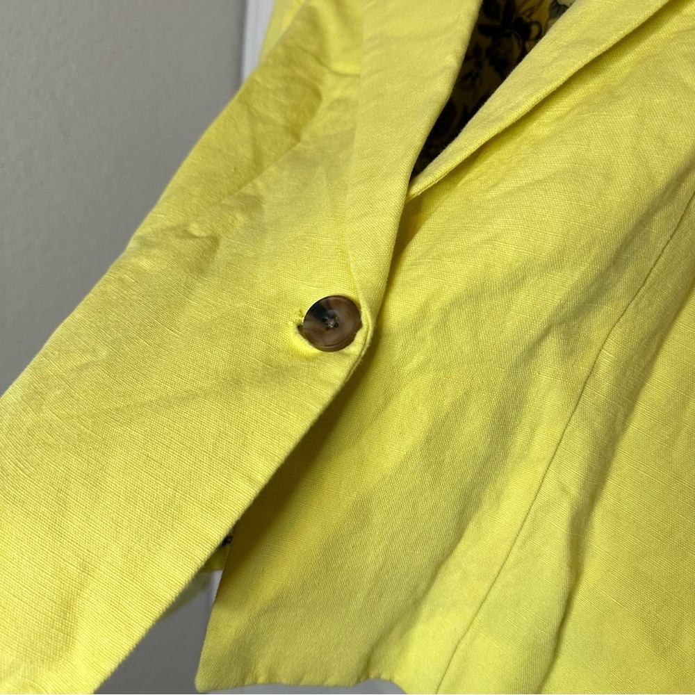 BNWT Sundance Yellow Linen Cotton Blend Clarice Tuxedo Blazer Sz PL Spring Chic - Picture 4 of 11